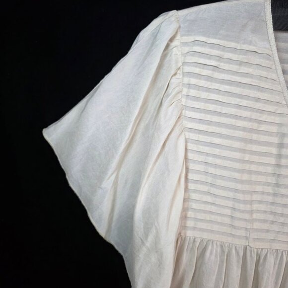 Hazel Silk Cotton Floral Embroidered Top L - Picture 4 of 10